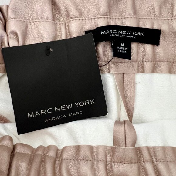 Marc New York Size M Light Pink Metallic Faux Leather Skirt Belt Zippers NWT - Picture 4 of 13